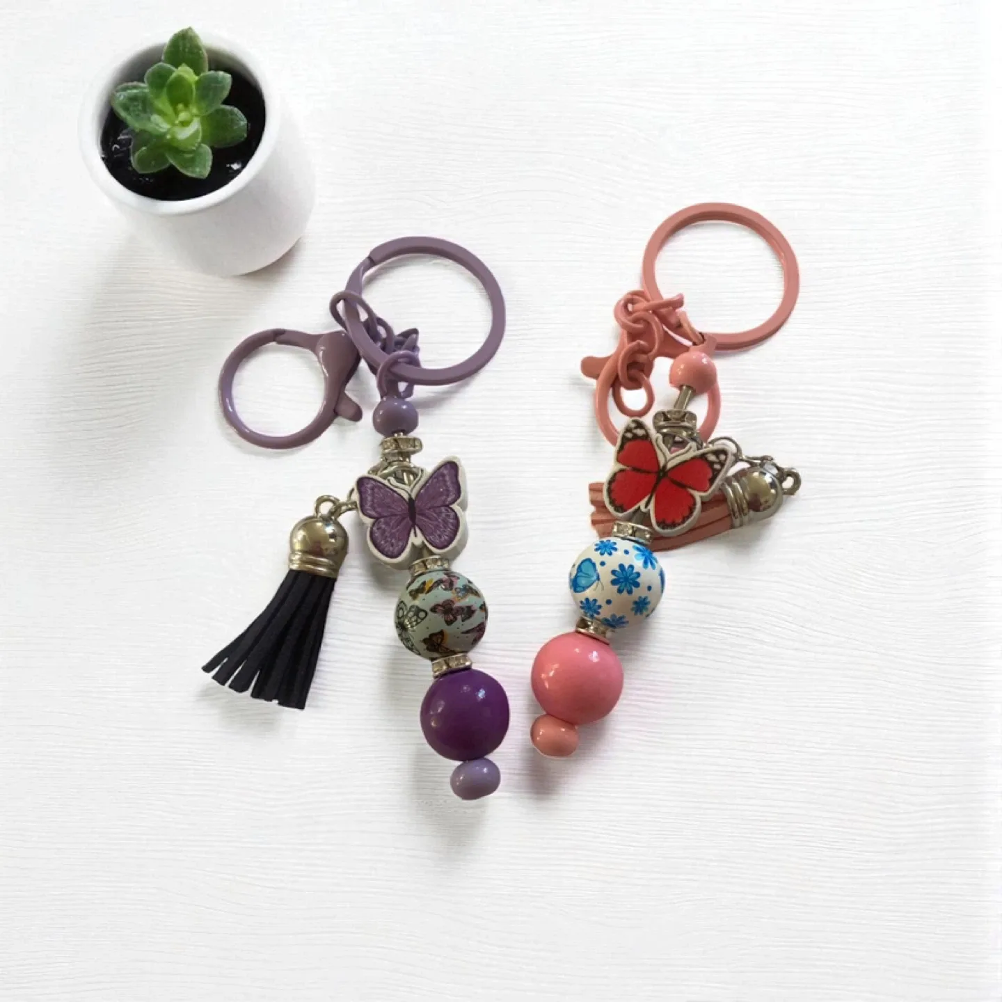 Handmade Beaded Butterfly Keychains image indicator(2)
