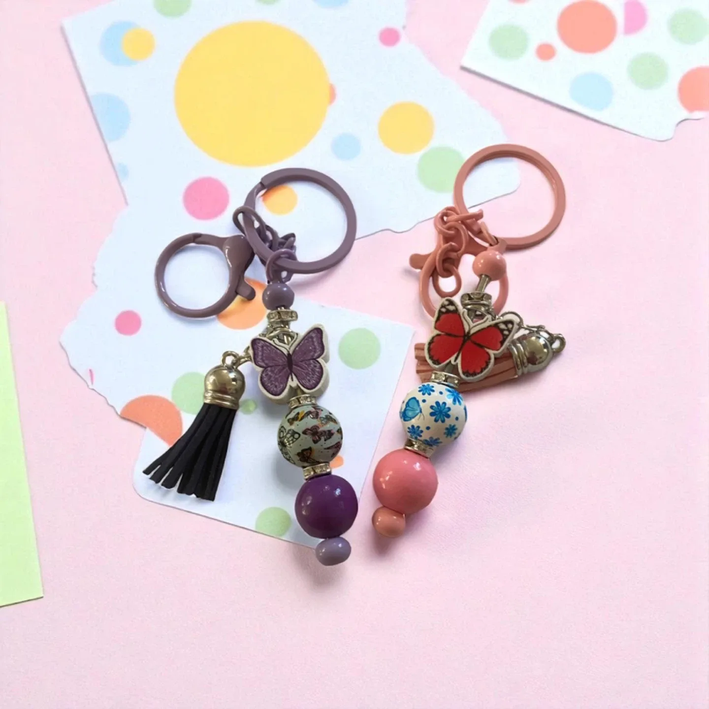 Handmade Beaded Butterfly Keychains image indicator(5)