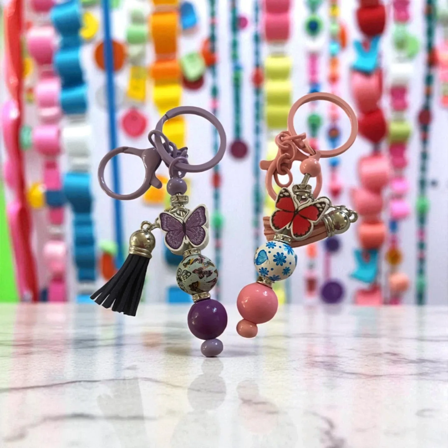 Handmade Beaded Butterfly Keychains image indicator(7)