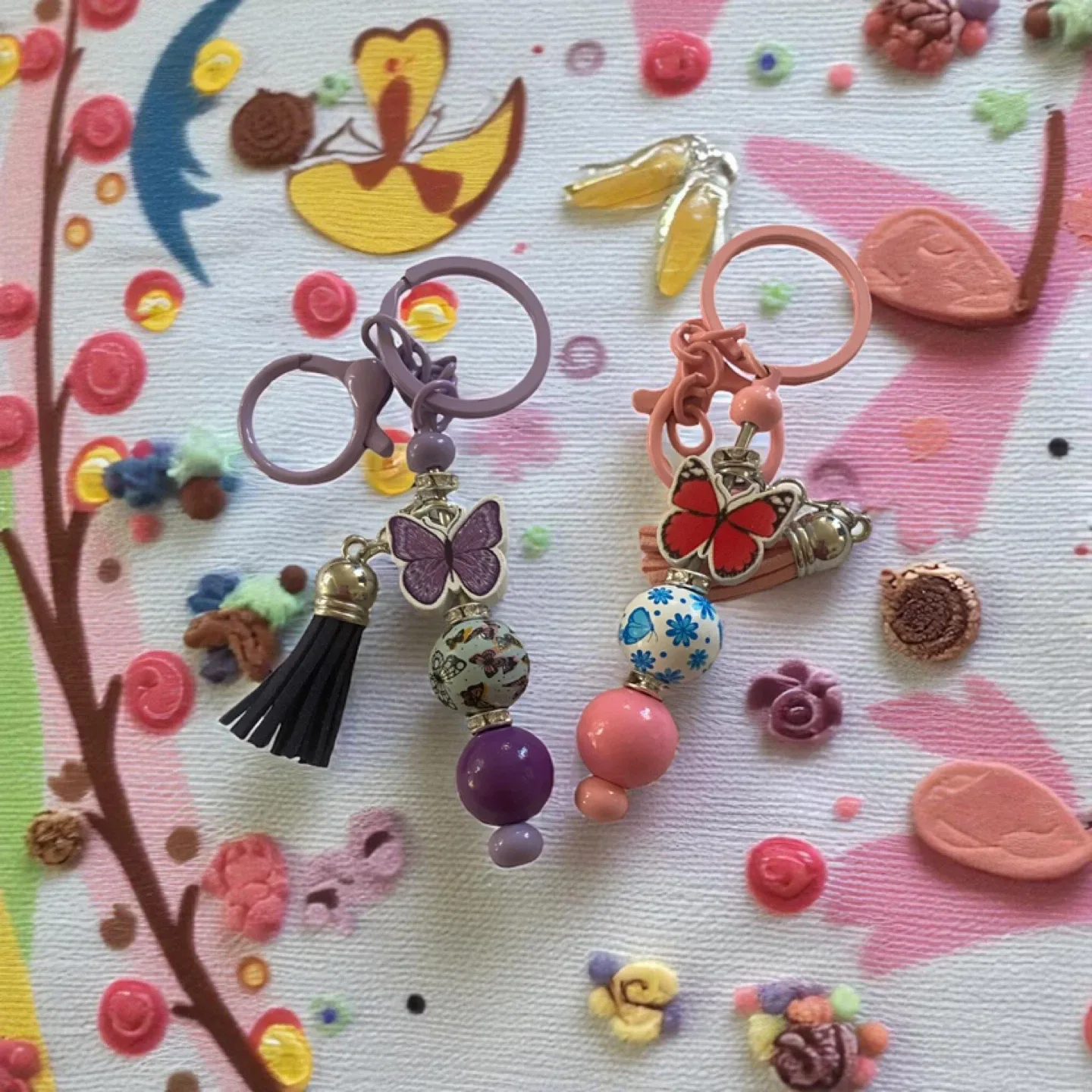 Handmade Beaded Butterfly Keychains image indicator(8)