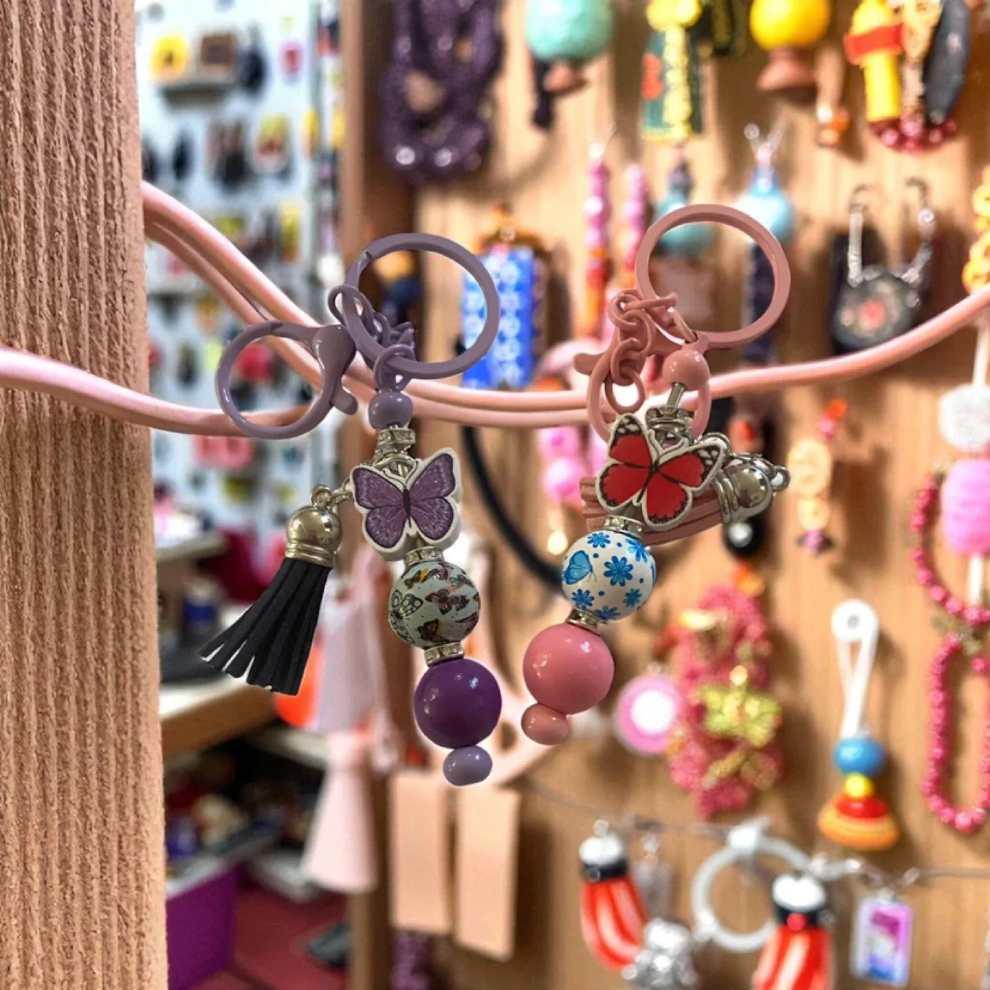 Handmade Beaded Butterfly Keychains image indicator(9)