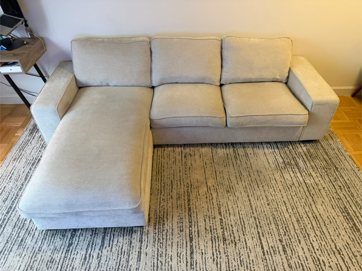 Beige Sectional Sofa with Chaise Lounge - photo 5