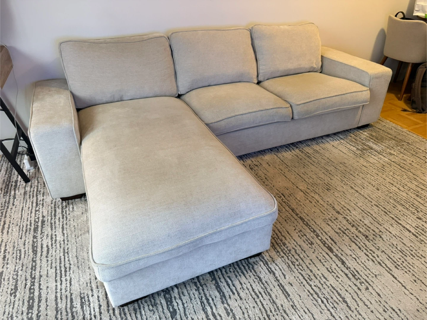 Beige Sectional Sofa with Chaise Lounge - photo 3