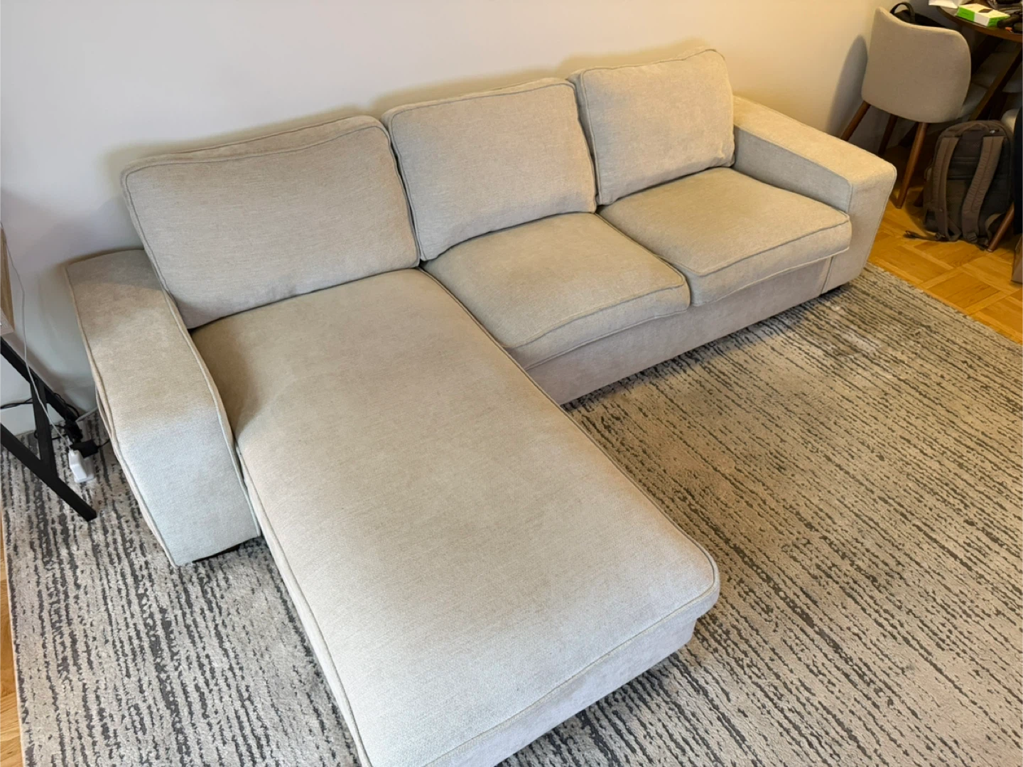 Beige Sectional Sofa with Chaise Lounge