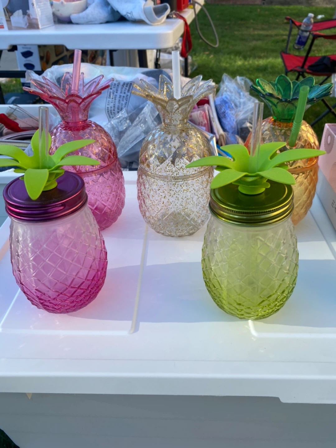 Pineapple Mason Jar Tumblers with Straws