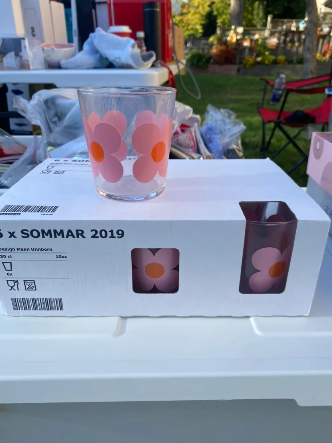 IKEA SOMMAR 2019 Pink Flower Glasses (Set of 6) image indicator(2)