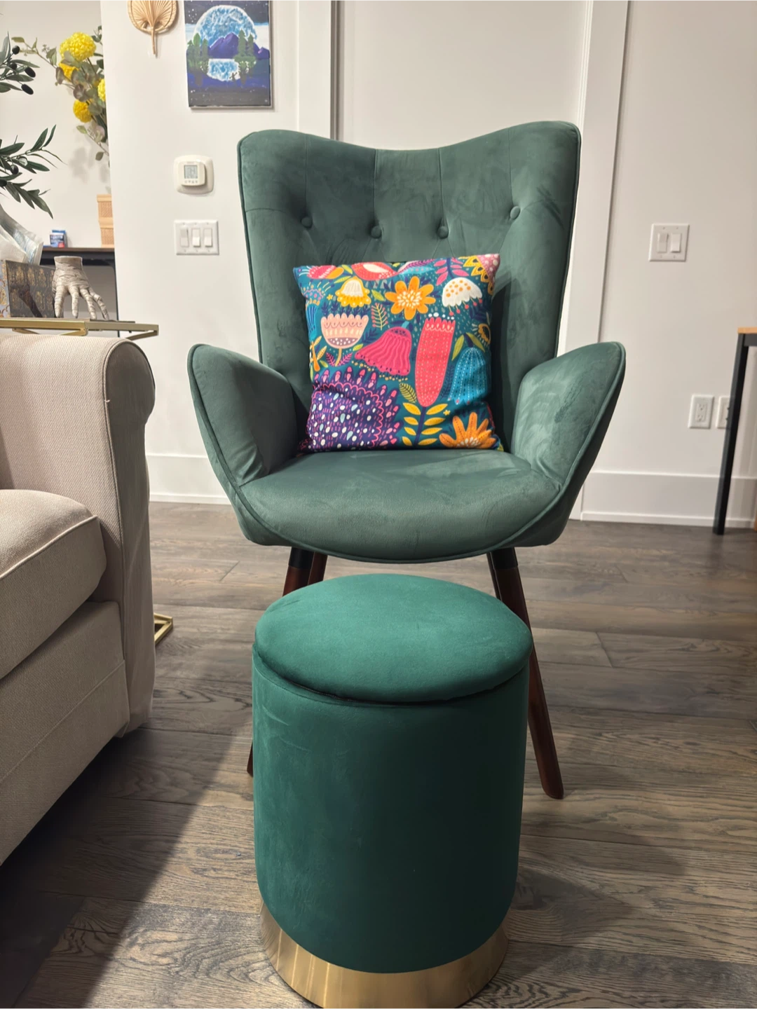 Wayfair Green Accent Chair & Ottoman Set - photo 2