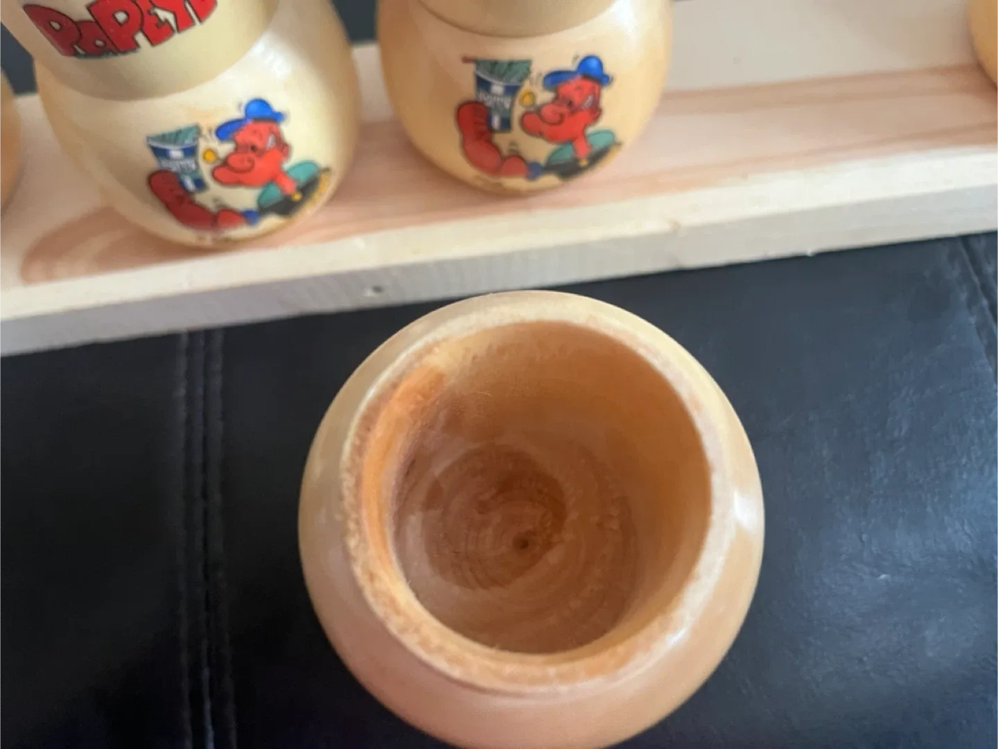 Vintage Handmade Wooden Spice Jar Set image indicator(7)