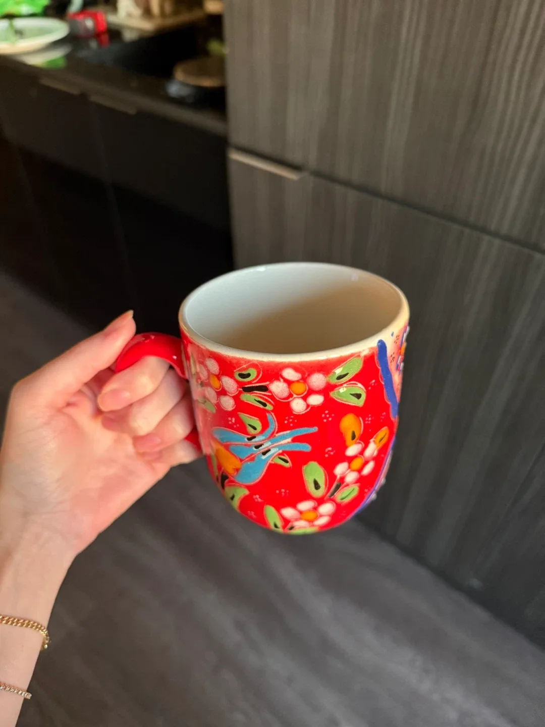 Red Floral Ceramic Mug image indicator(2)