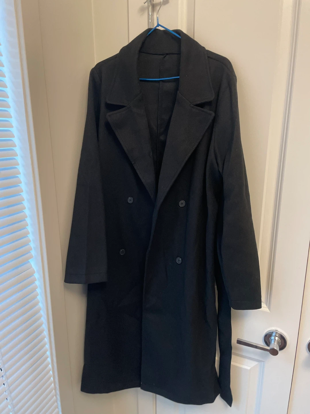 Black Double-Breasted Trench Coat - photo 2