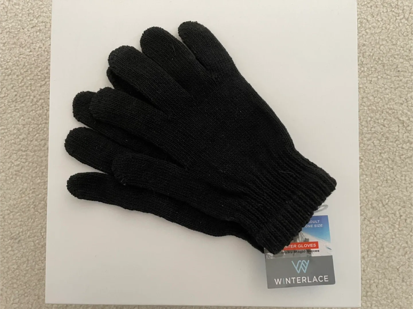 Winterlace Black Winter Gloves - Adult One Size image indicator(2)