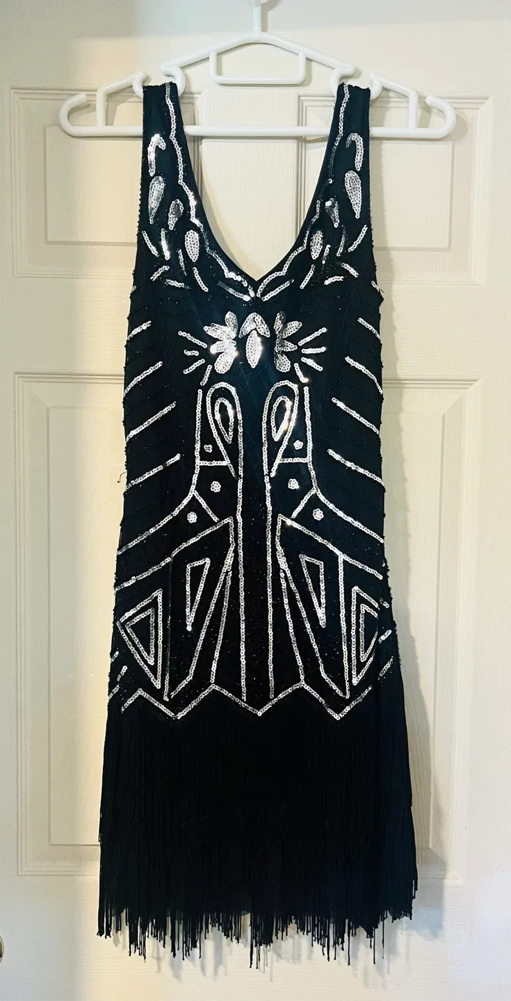 Flapper Dress with Accessories - Black thumbnail