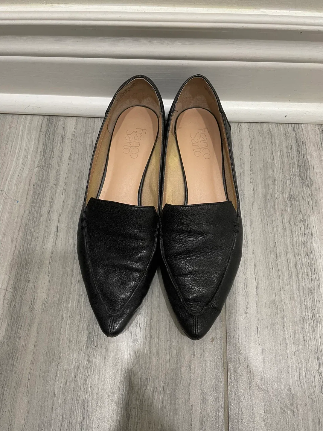 Franco Sarto Black Leather Loafers thumbnail
