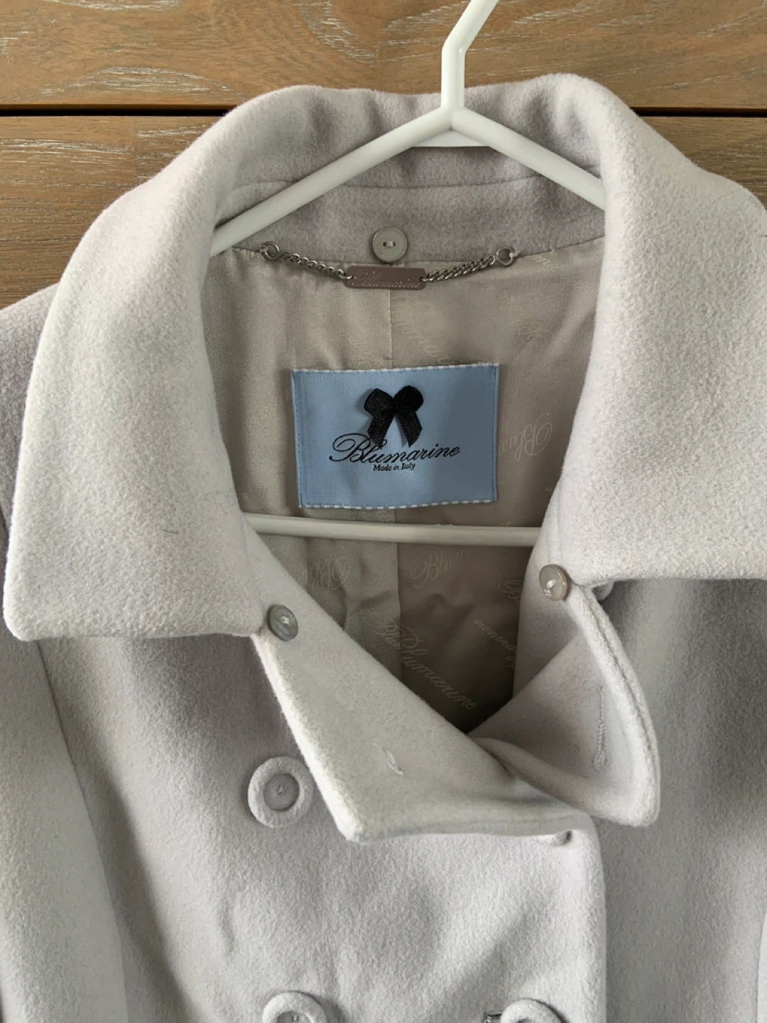Blumarine Light Grey Wool Coat - photo 2