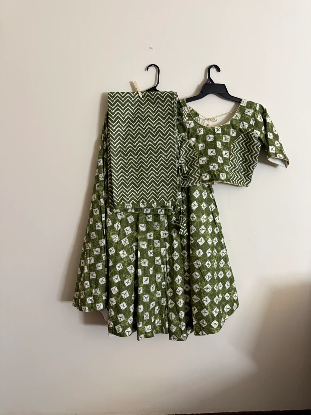 Green & White Lehenga Choli Set