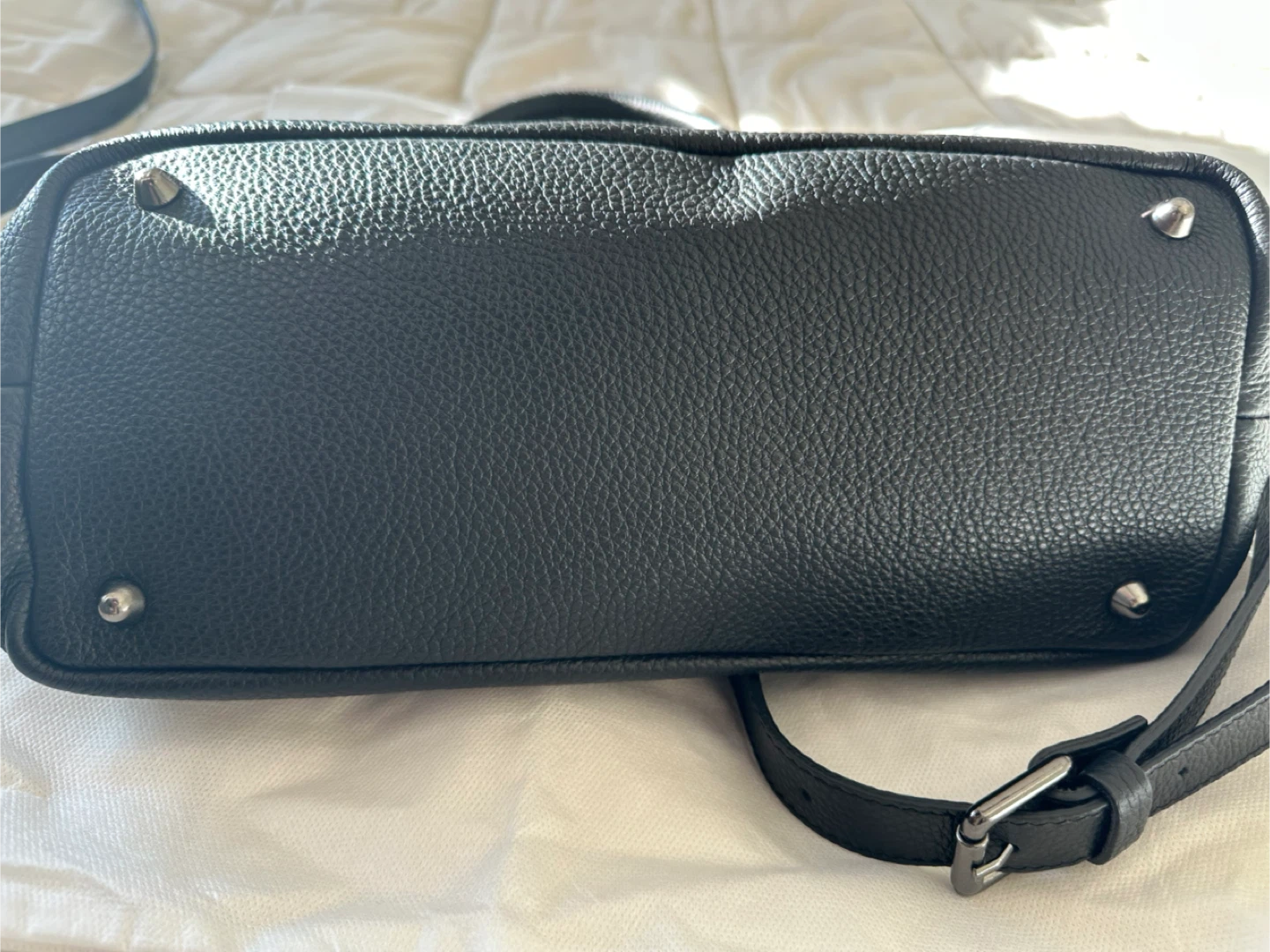 IO Pelle Black Leather Teddy Bear Embossed Tote Bag - photo 5