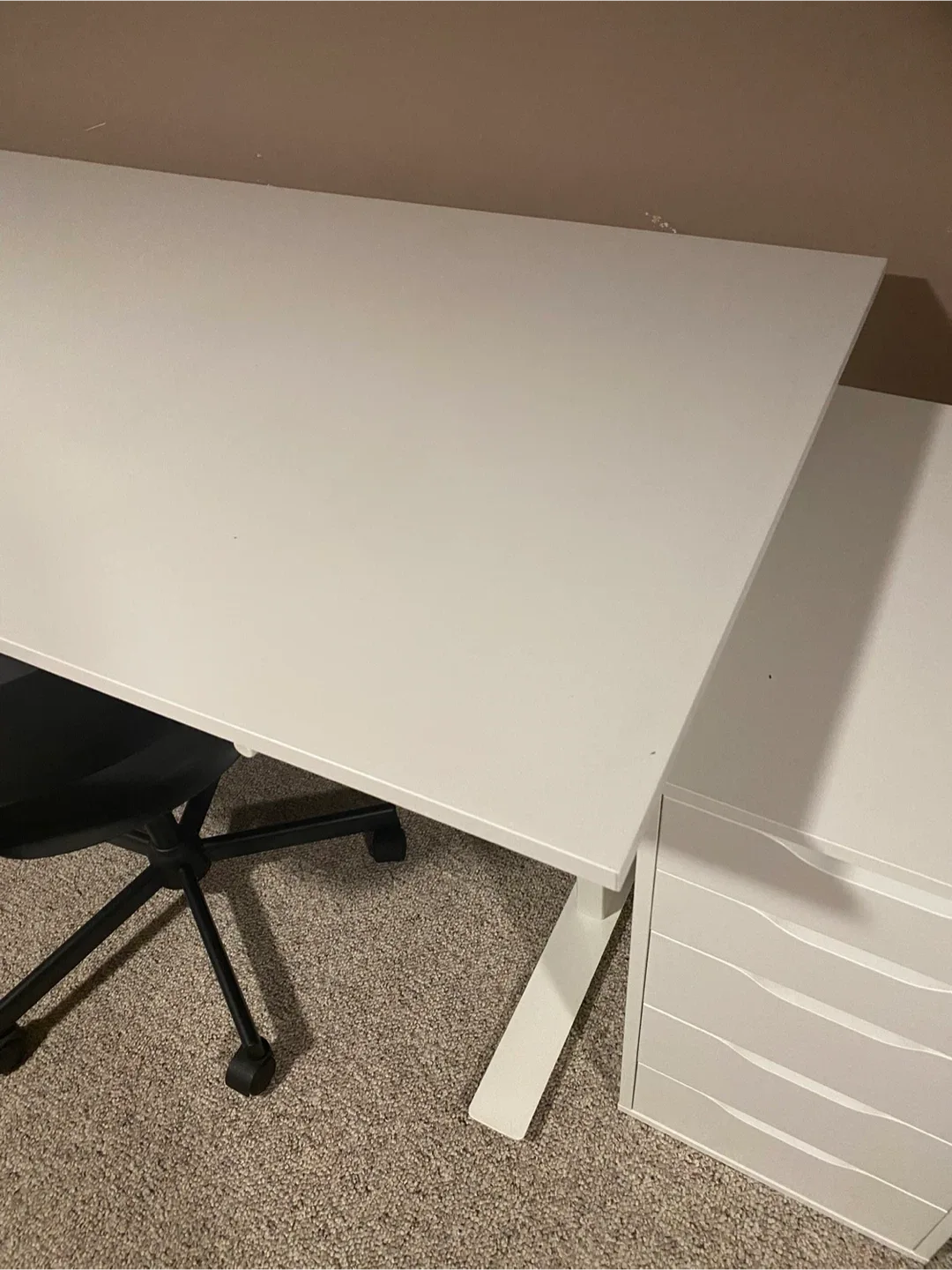 large white sit/stand hand crank ikea desk image indicator(2)