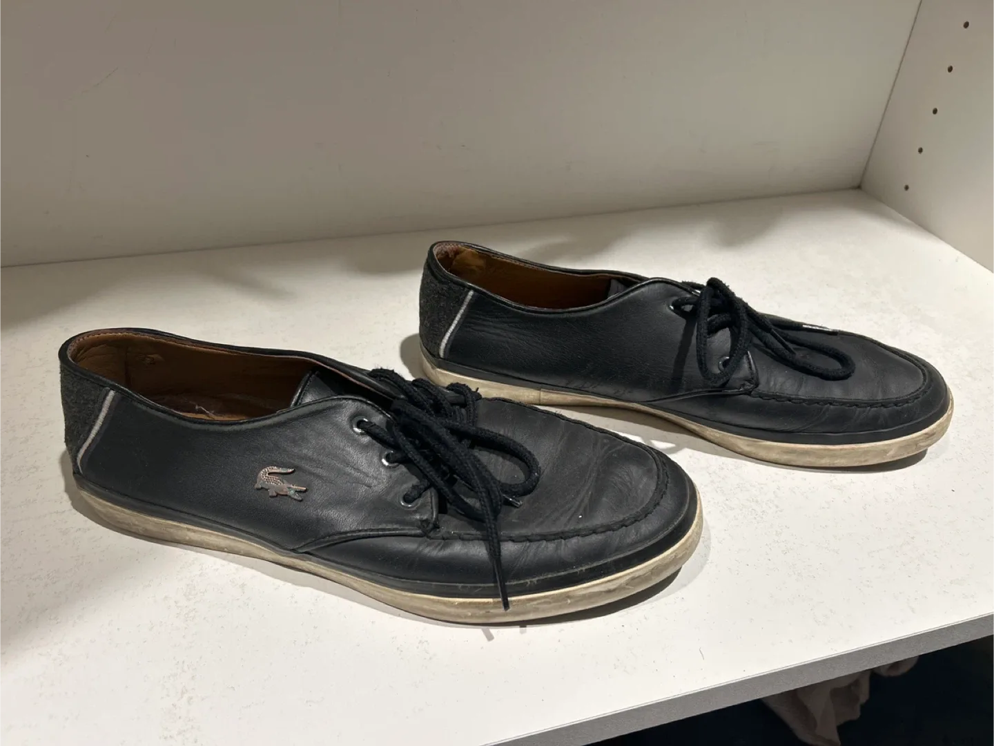 Lacoste Black Leather Shoes Size 11 image indicator(2)