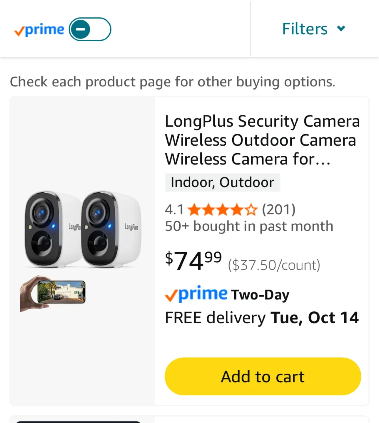 LongPlus 2K QHD Wireless Outdoor Camera thumbnail