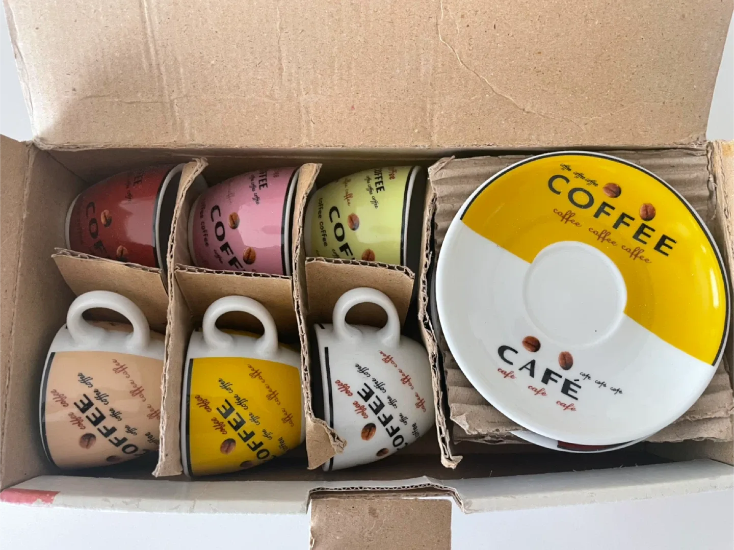 (new) Set of 6 Coffee Cups & Saucers, New in Box