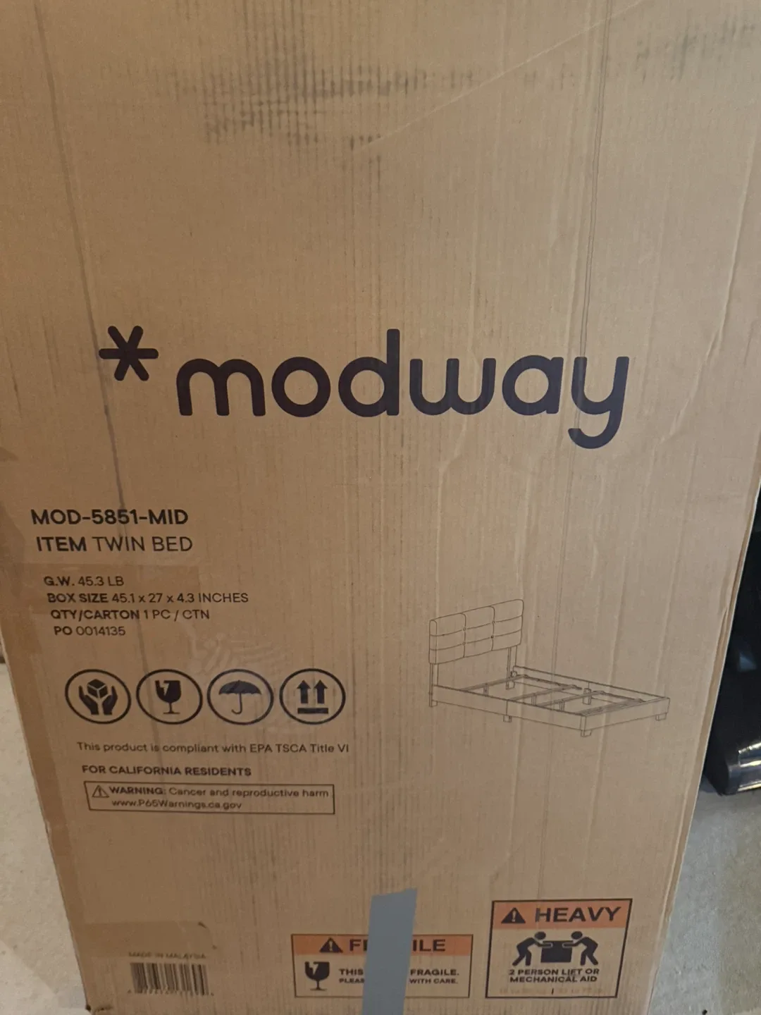Modway Twin Bed Frame - Like New! image indicator(2)