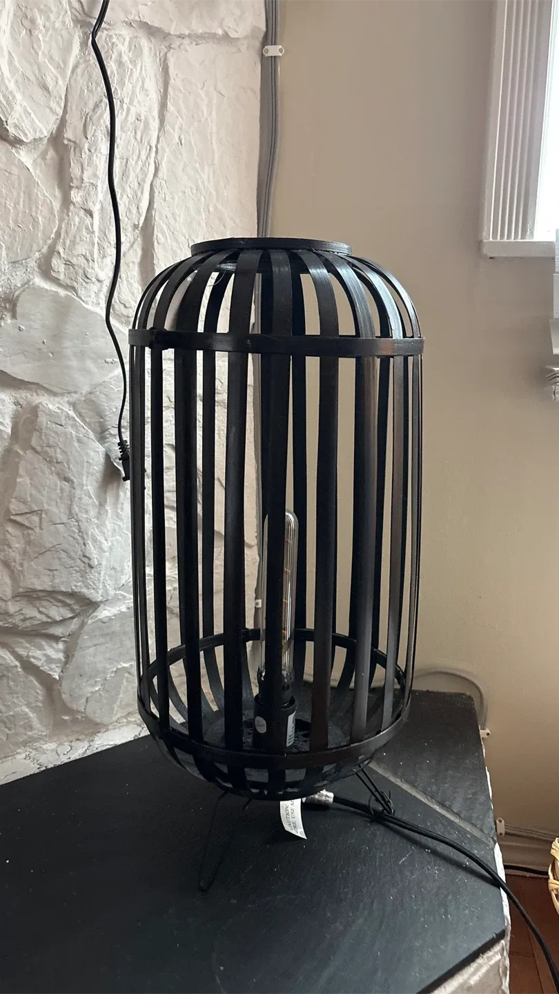 Black Wooden Cage Loft Lamp image indicator(3)