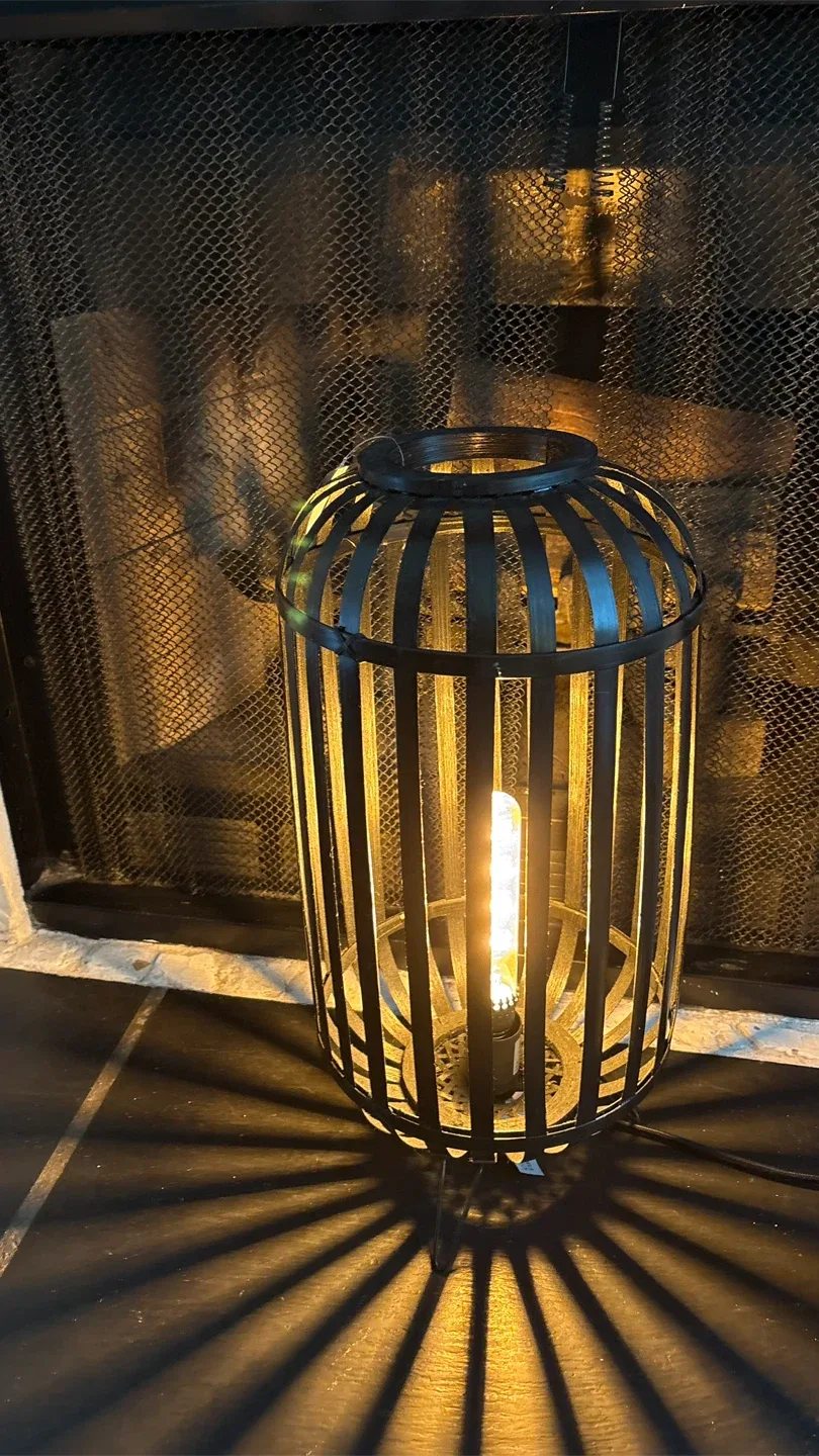 Black Wooden Cage Loft Lamp image indicator(4)