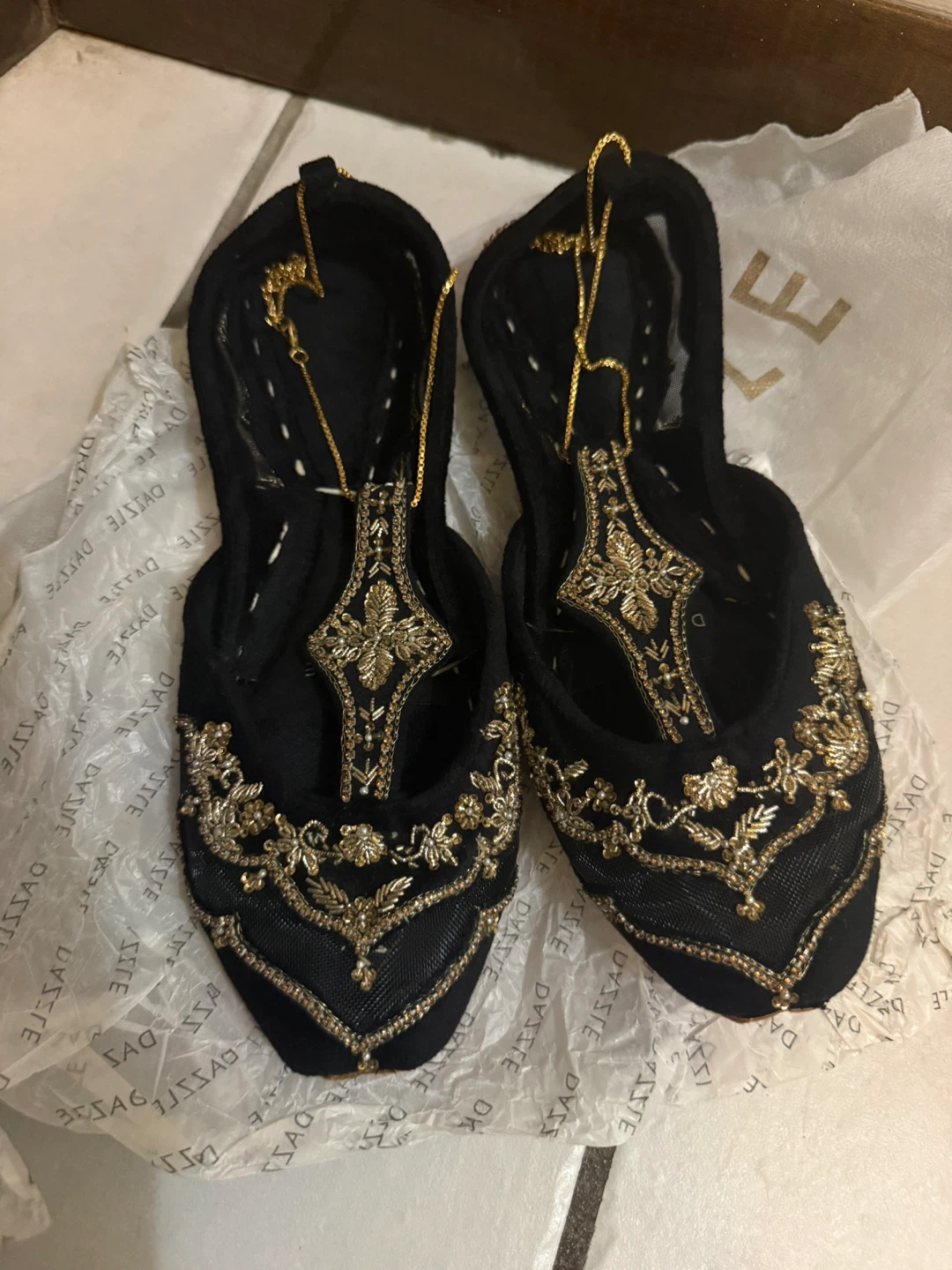 Black & Gold Embellished Shoes