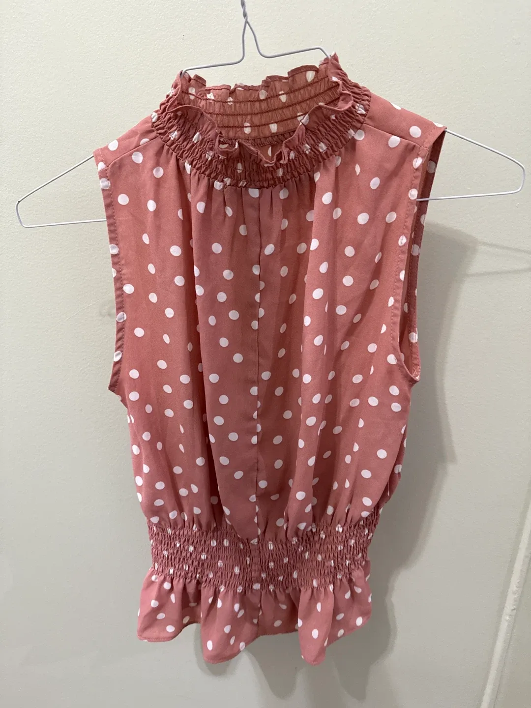 Pink Polka Dot Sleeveless Top image indicator(2)