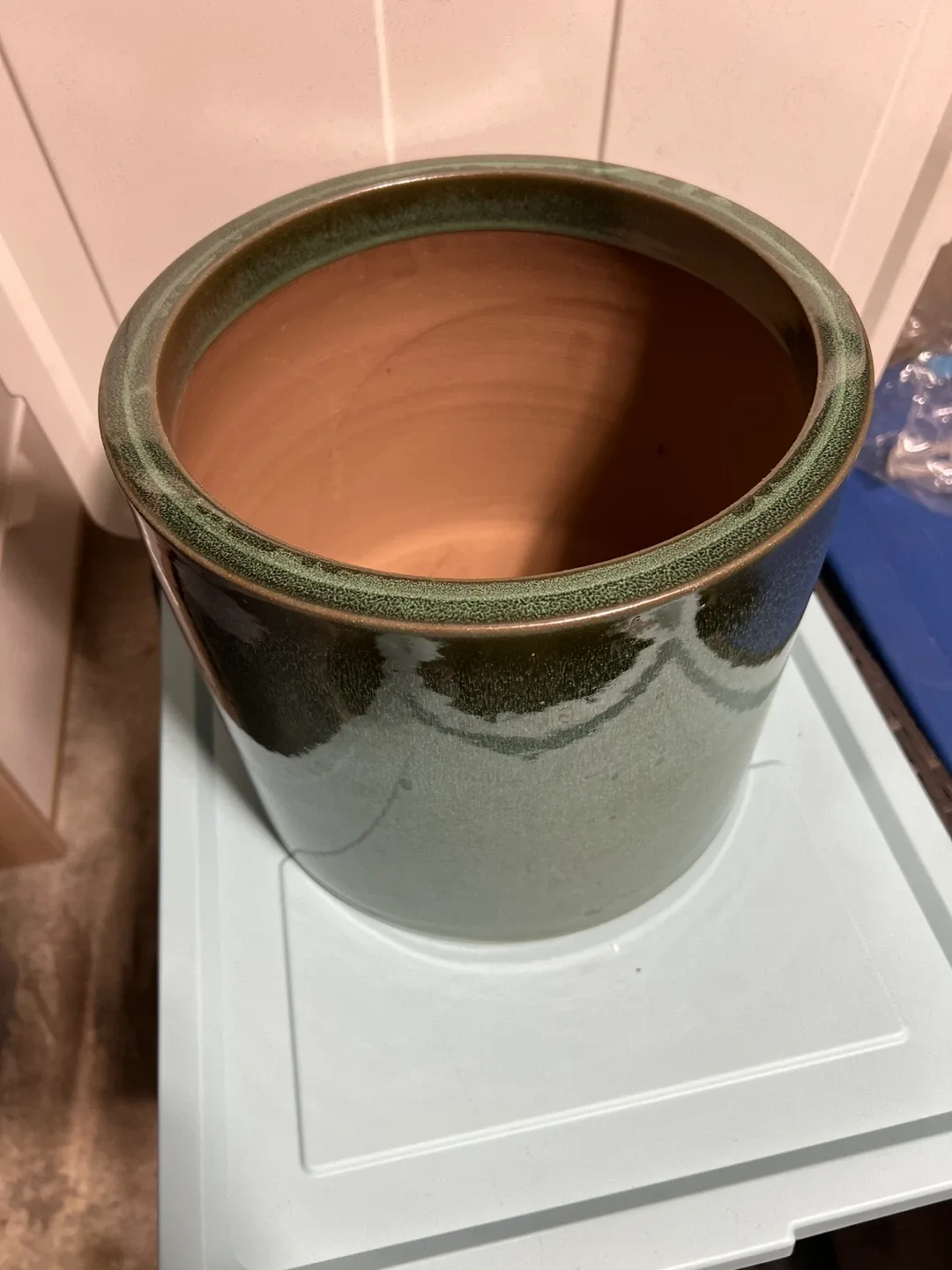 Crate & Barrel Glazed Green Ceramic Planter image indicator(2)