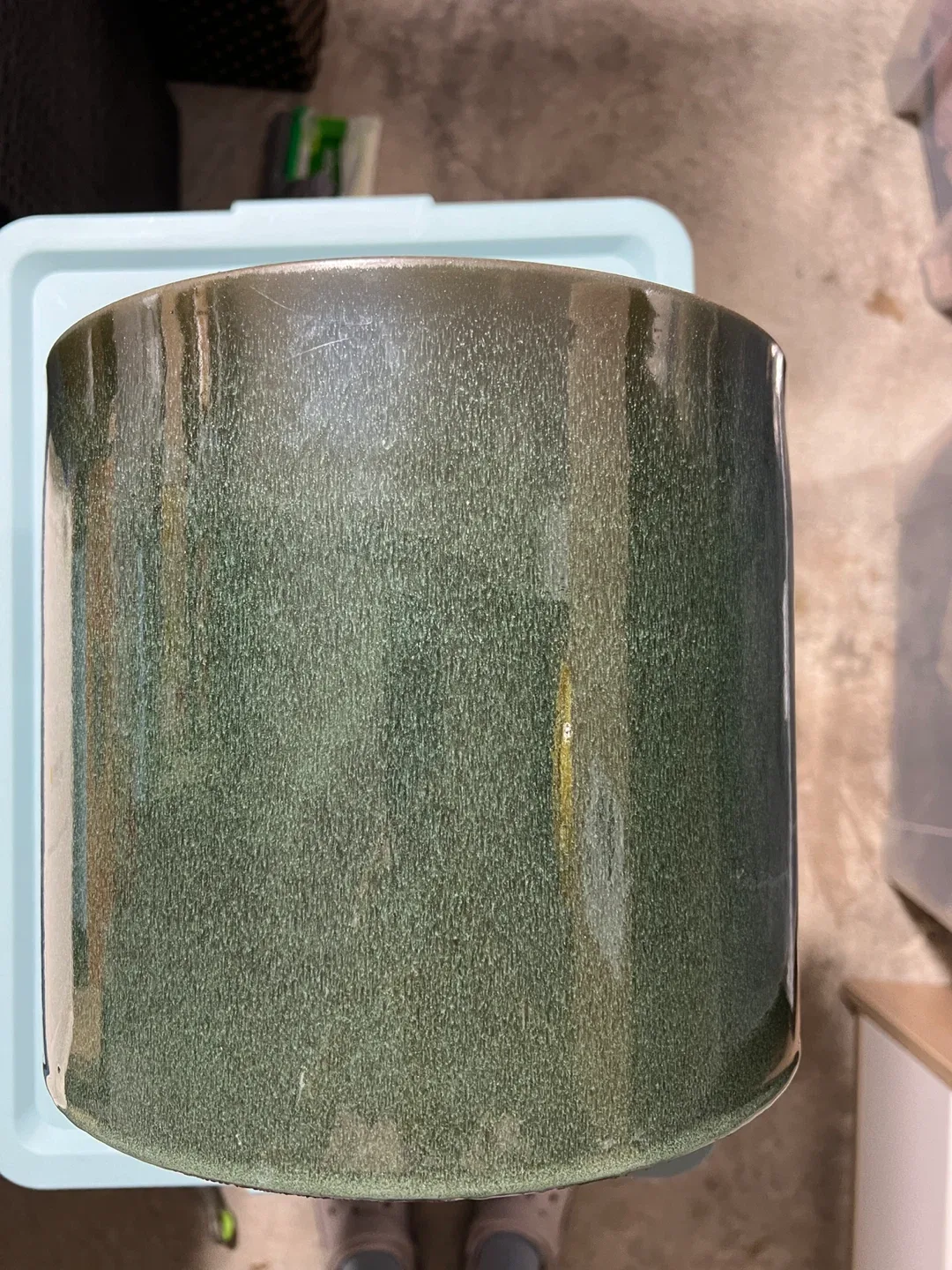 Crate & Barrel Glazed Green Ceramic Planter image indicator(3)