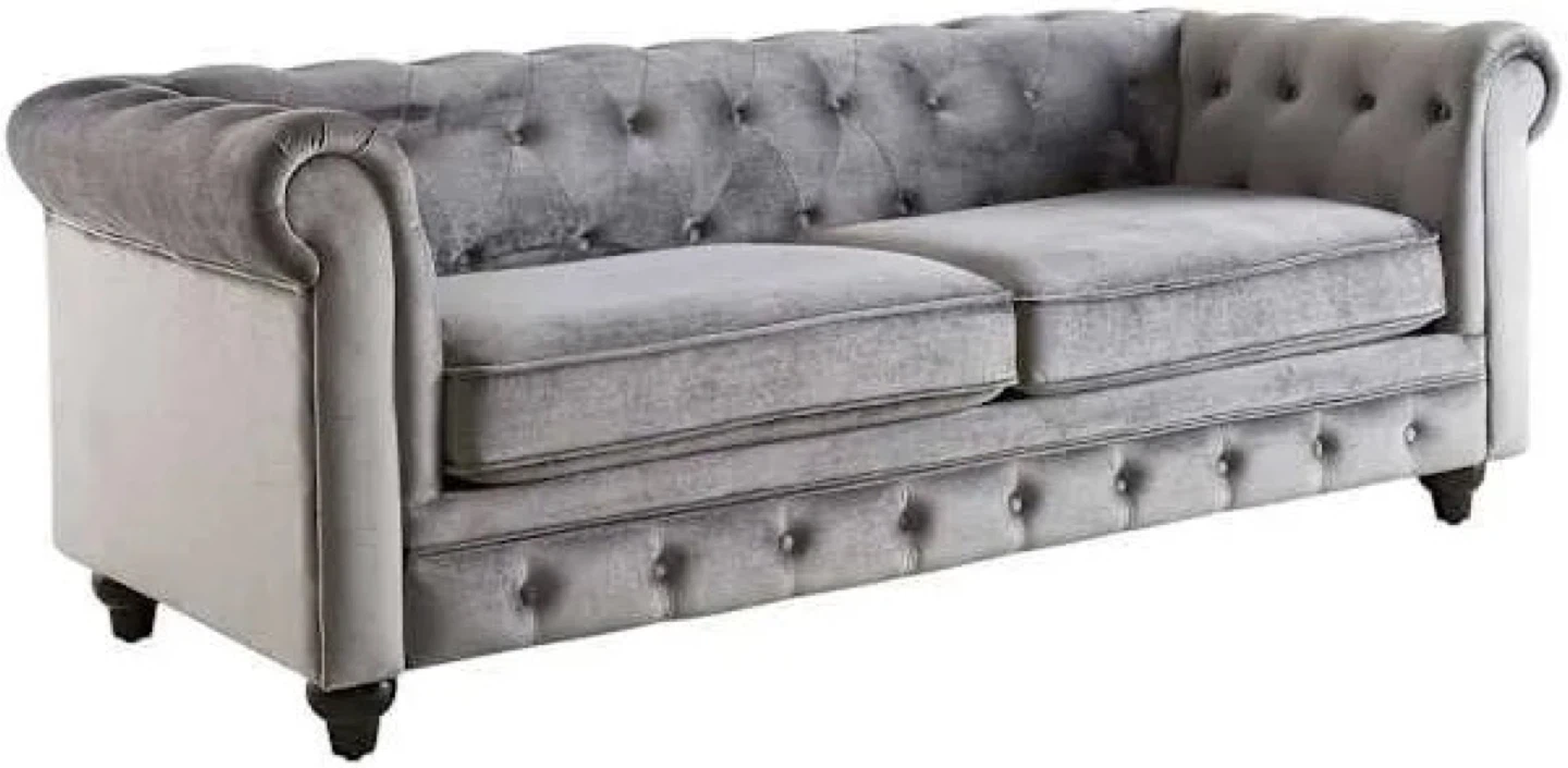 Gray Velvet Chesterfield Style Sofa - photo 3