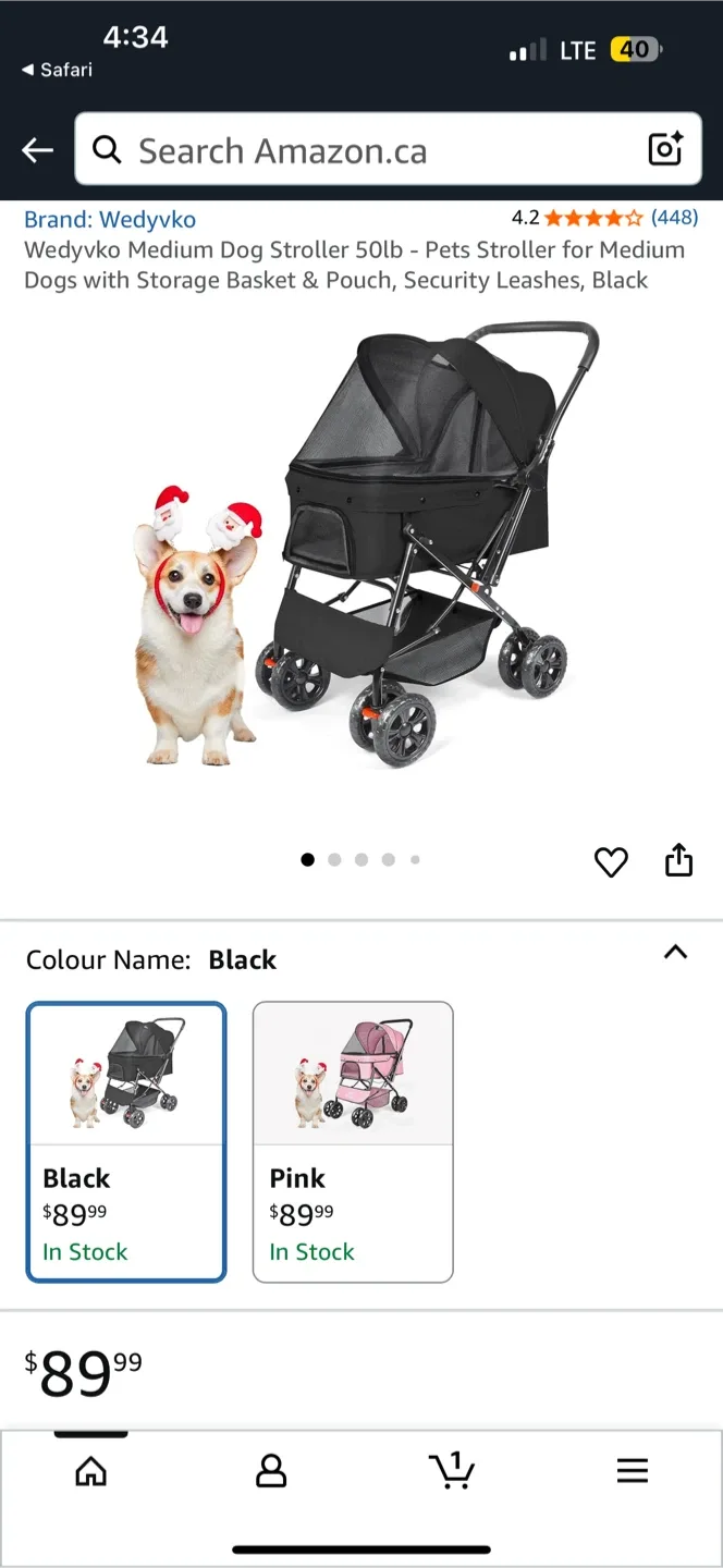 Wedyvyko Medium Dog Stroller - Pets Stroller Black image indicator(5)