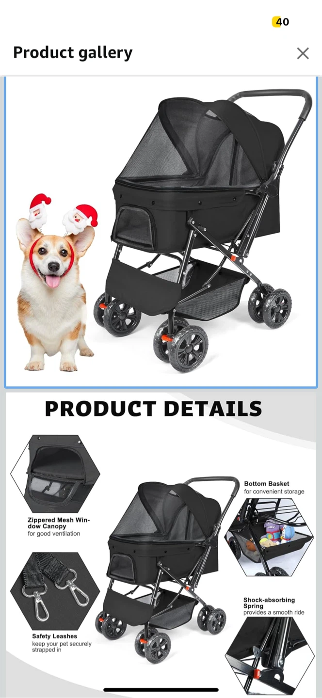 Wedyvyko Medium Dog Stroller - Pets Stroller Black