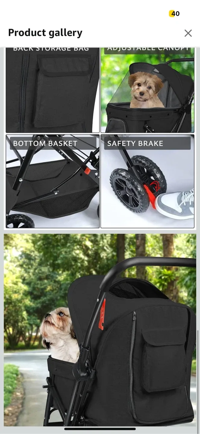 Wedyvyko Medium Dog Stroller - Pets Stroller Black image indicator(4)