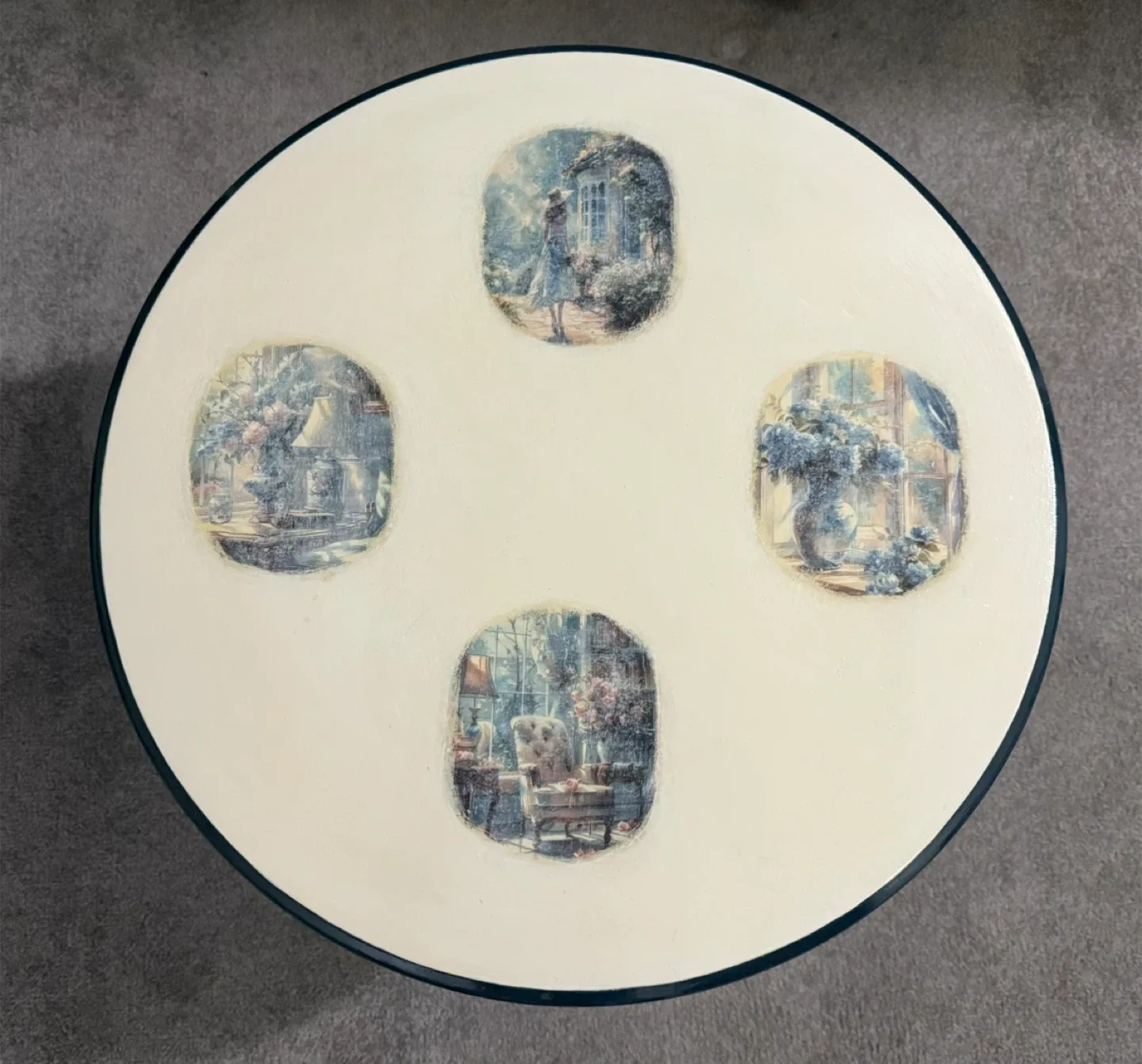 Victorian Round Navy Blue Side Table image indicator(3)