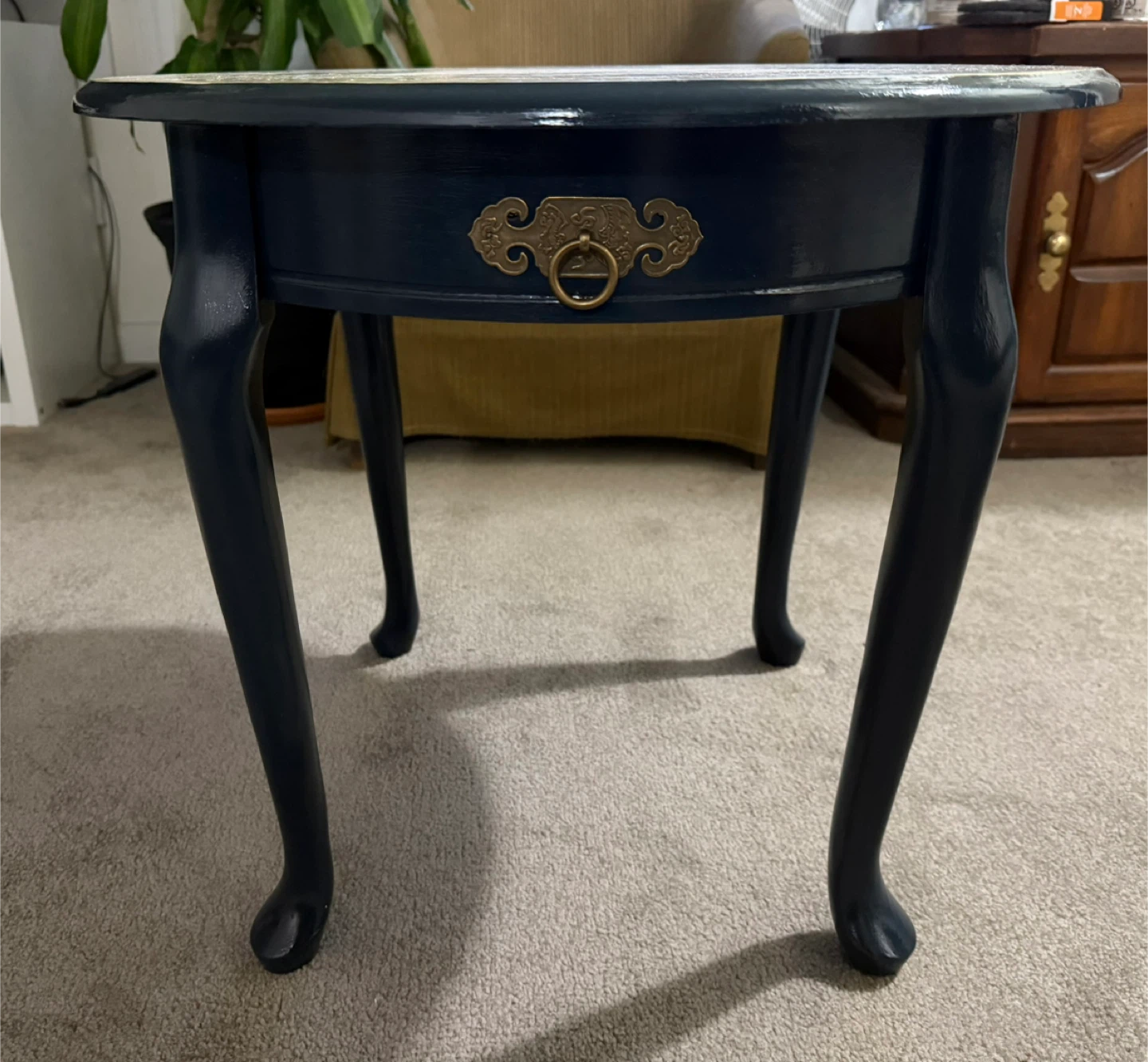 Victorian Round Navy Blue Side Table - photo 2