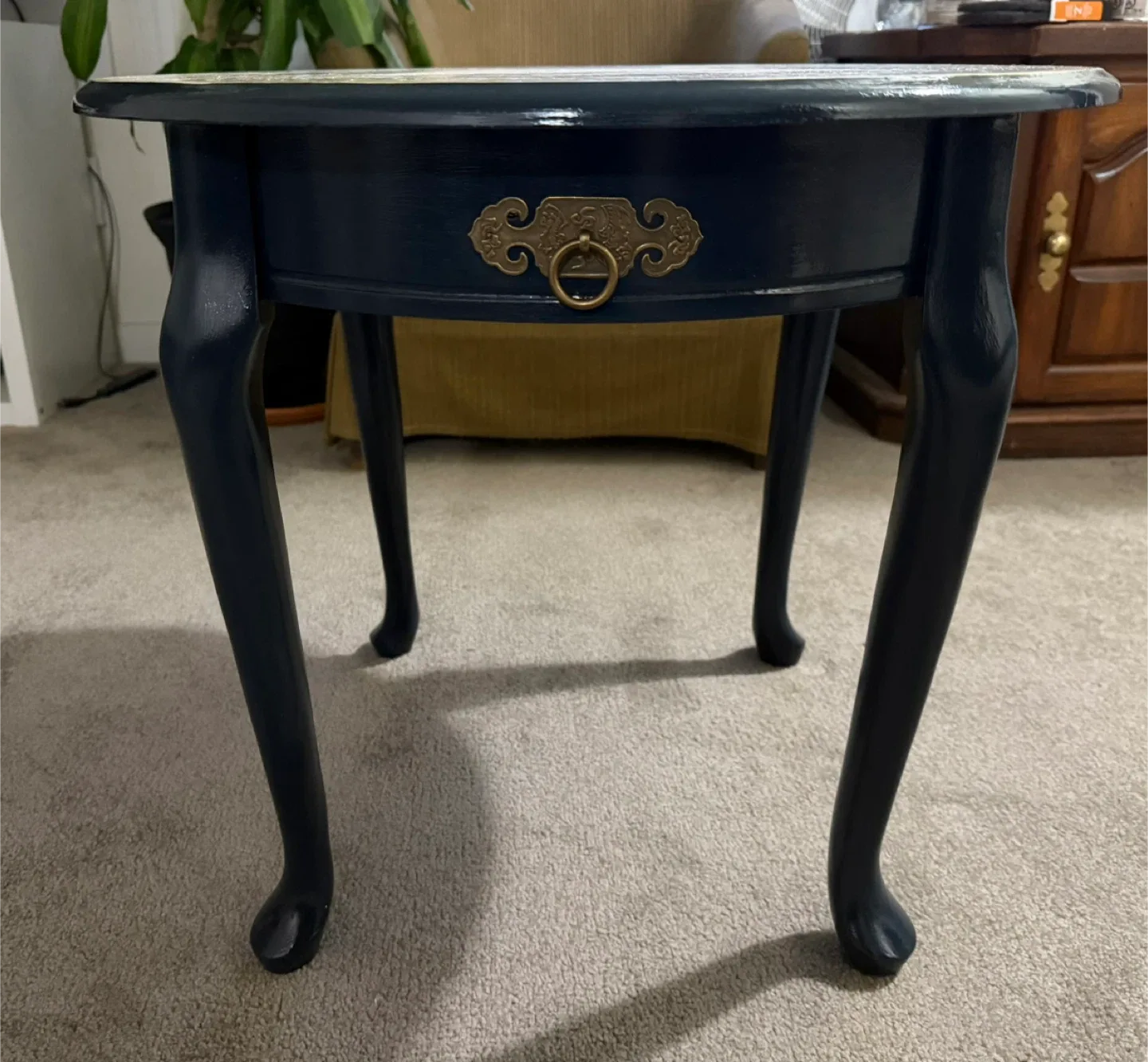 Victorian Round Navy Blue Side Table image indicator(2)
