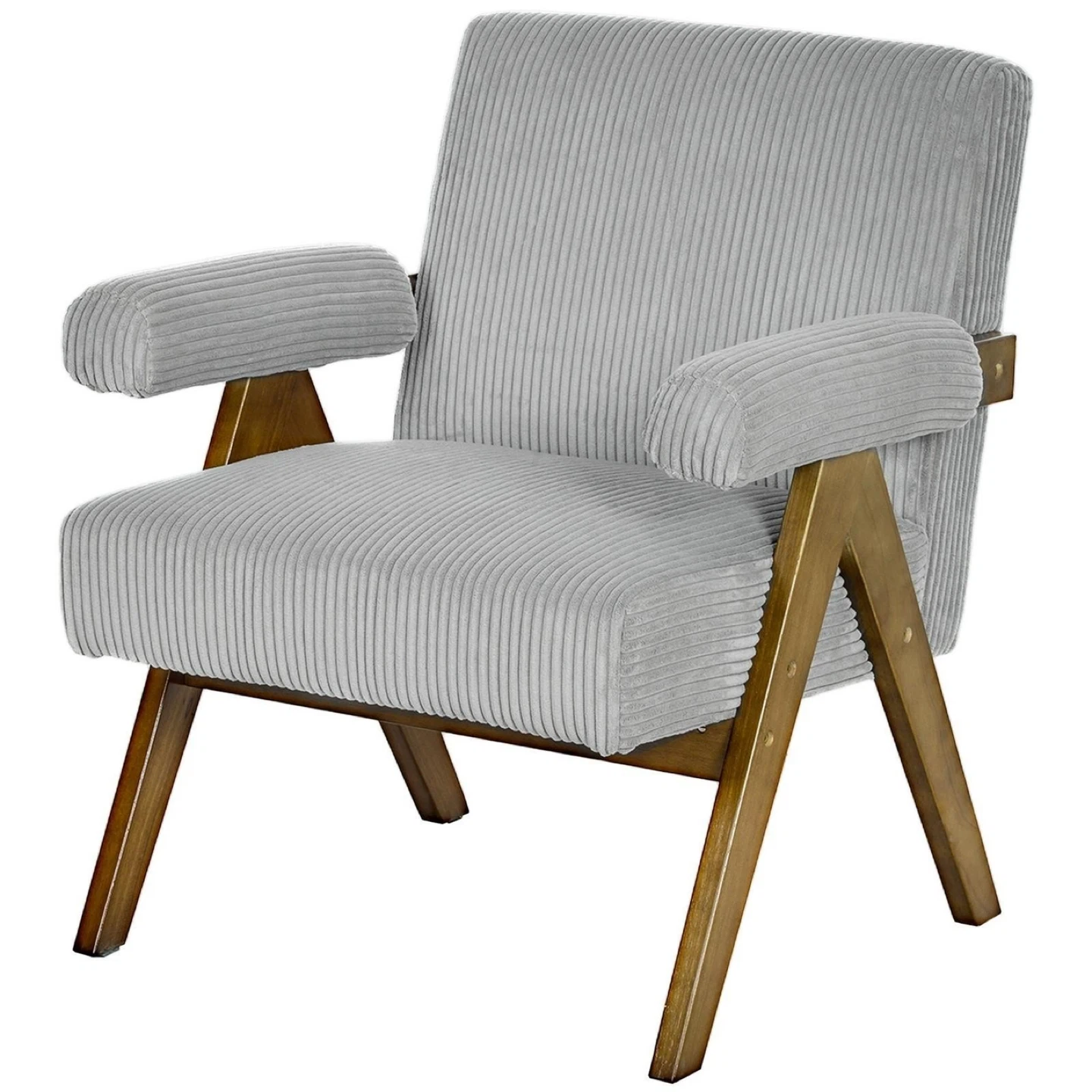 Grey Corduroy Accent Chair