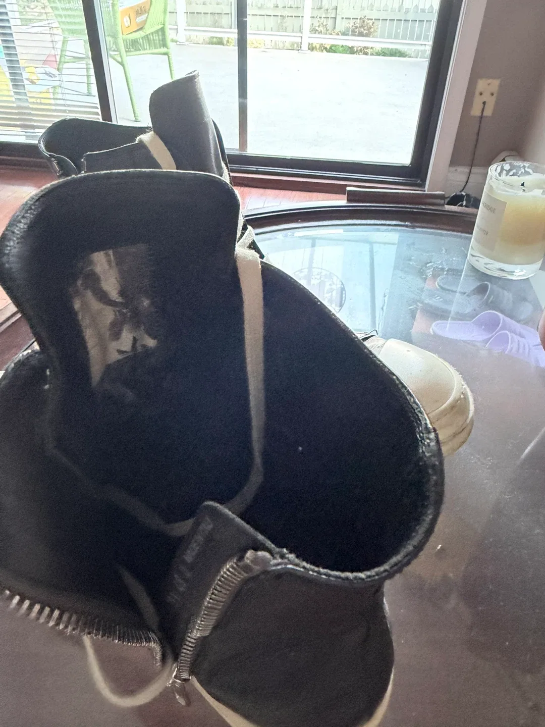 Rick Owens Black Leather High-Top Sneakers image indicator(2)