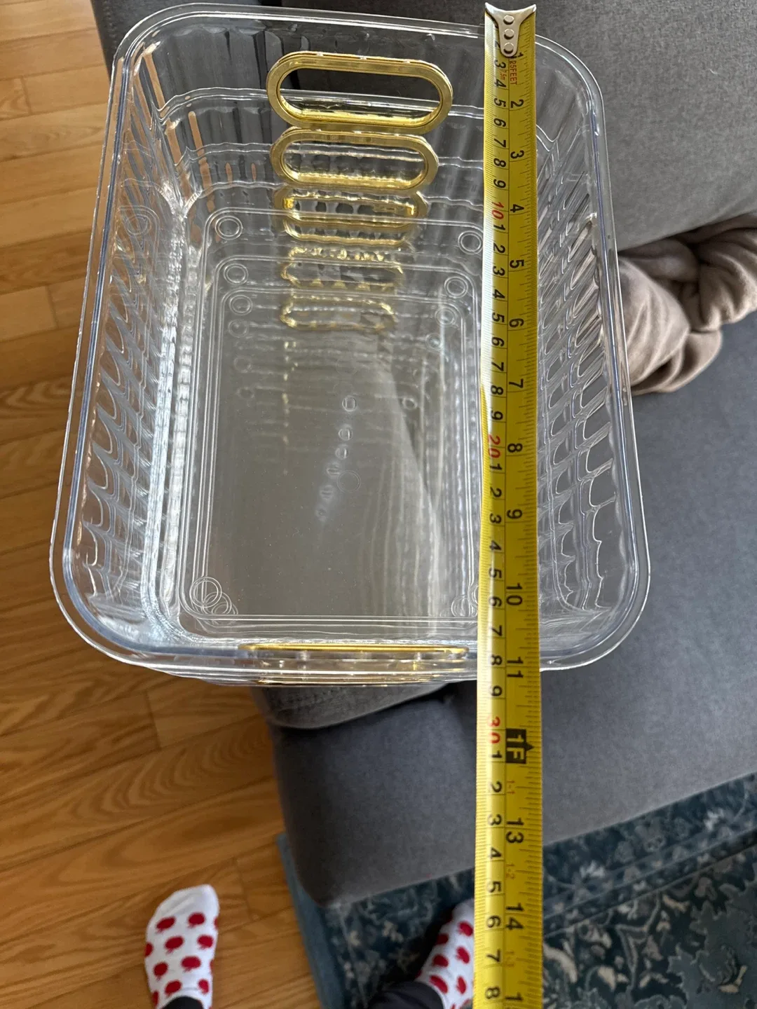 Clear Plastic Storage Bins with Gold Handles image indicator(6)