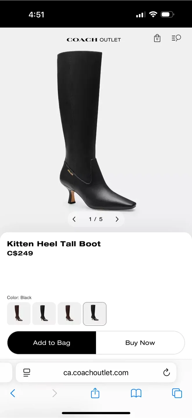 Coach Black Kitten Heel Tall Boots