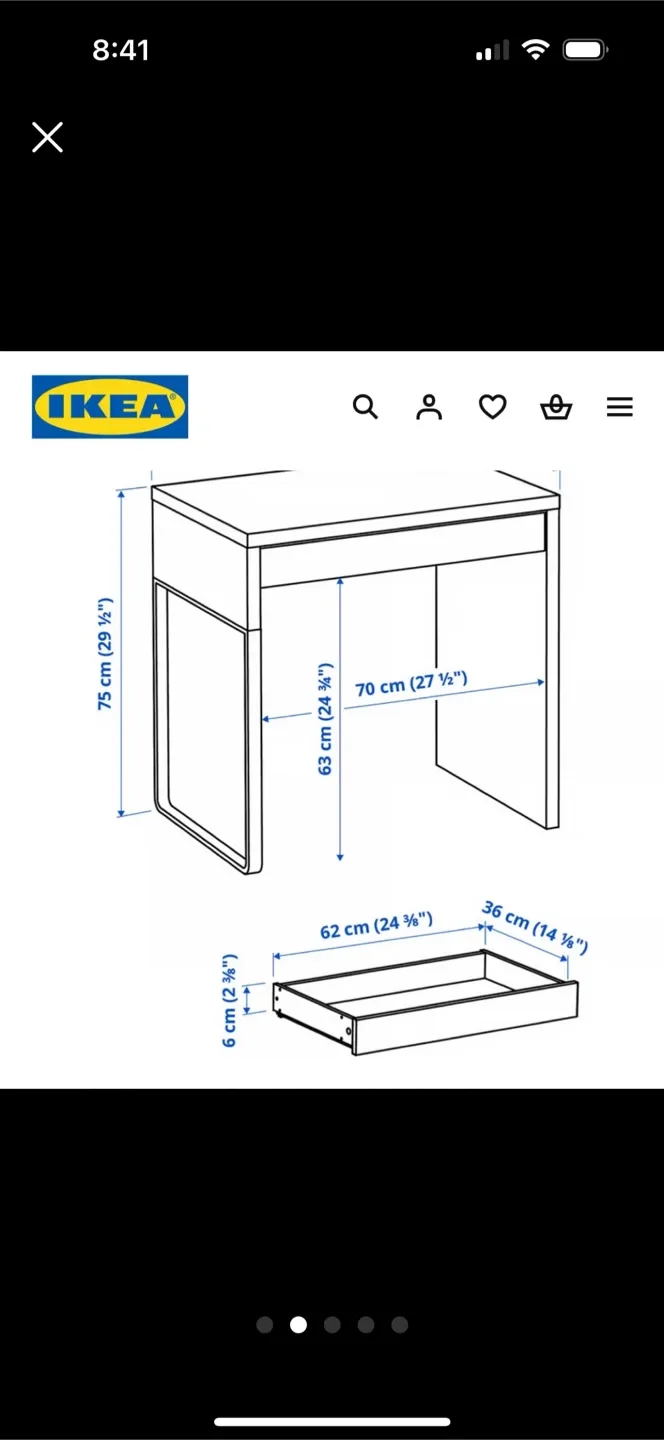 IKEA Malm White Vanity Desk with Drawer image indicator(4)