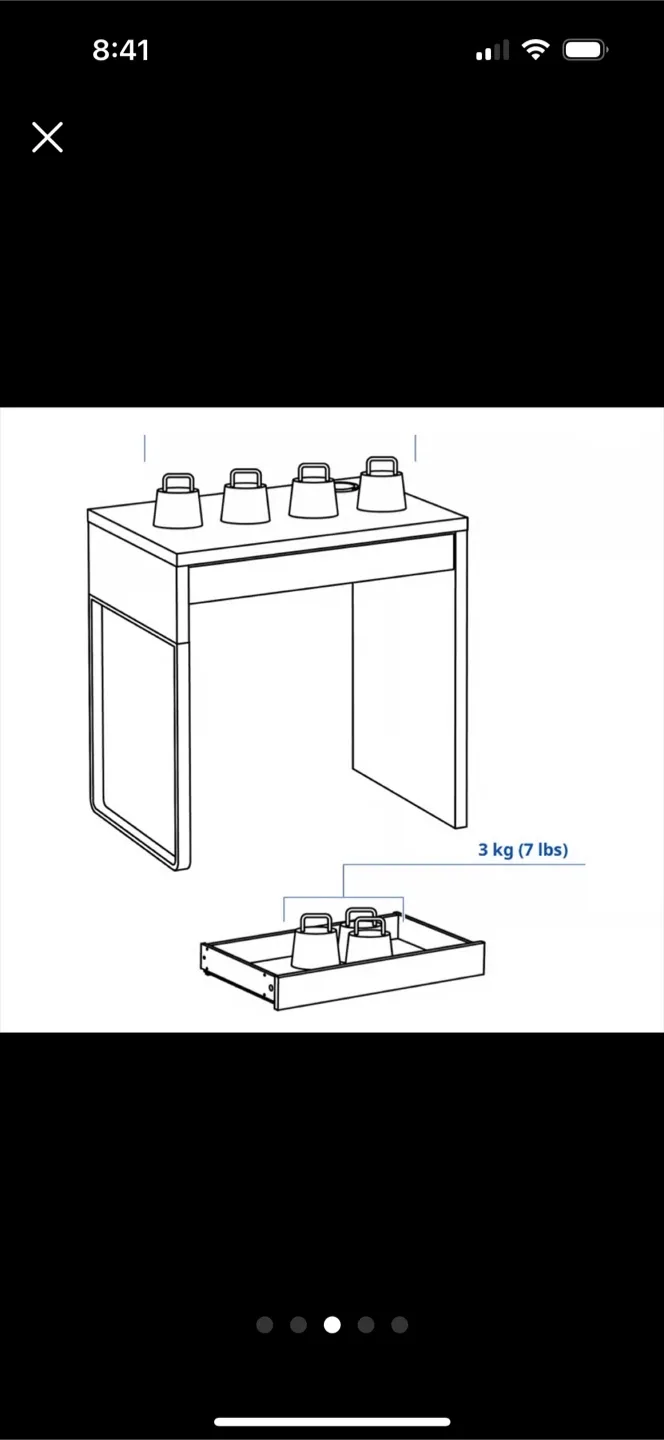 IKEA Malm White Vanity Desk with Drawer image indicator(5)