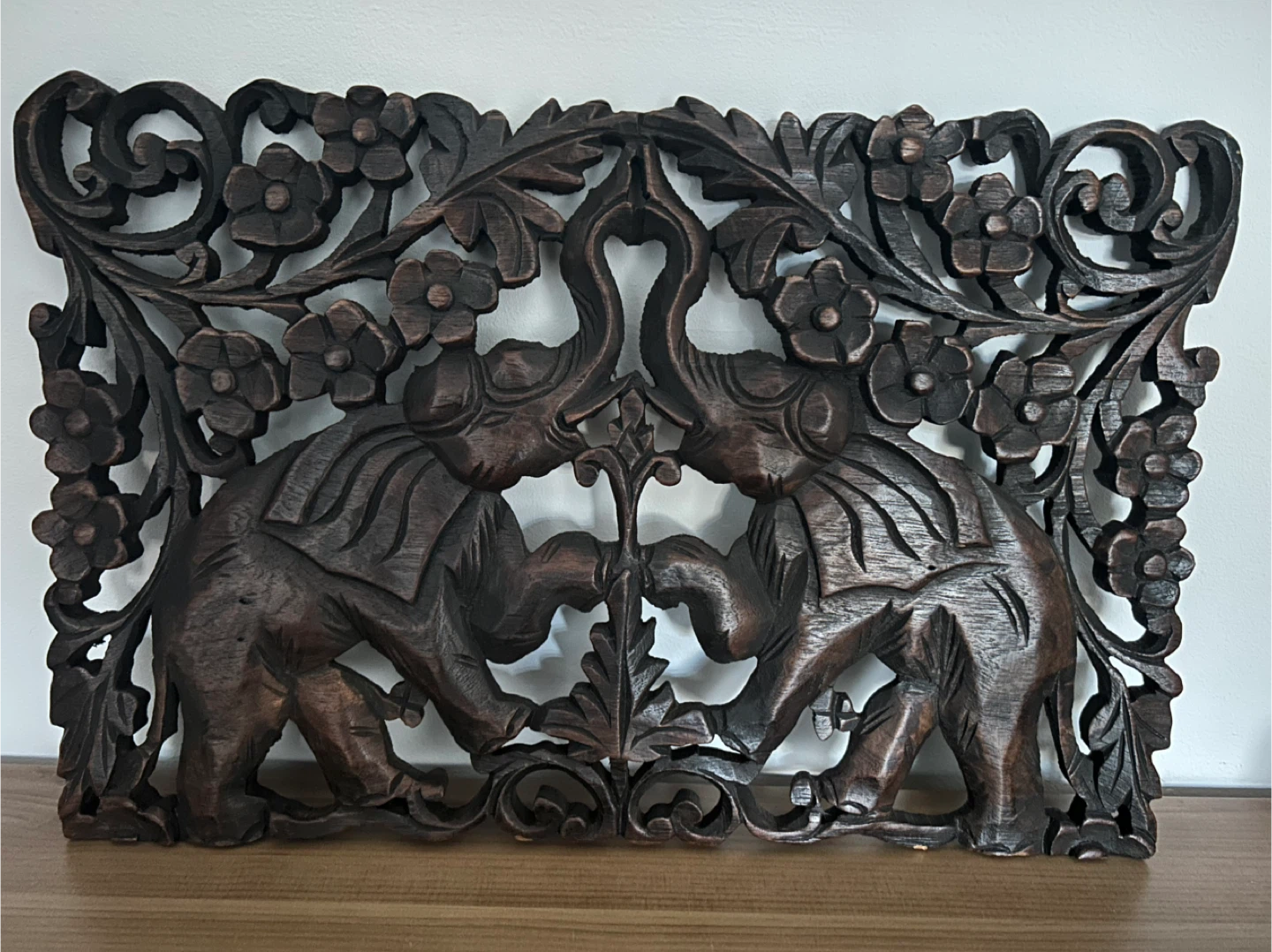 Thailand Elephant Wood Carving Wall Art