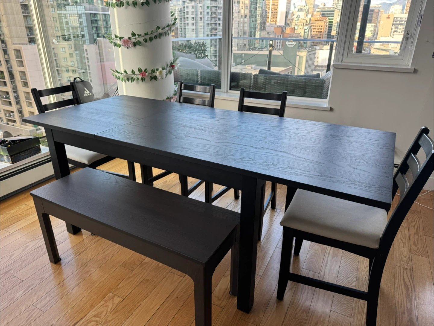 IKEA Extendable Dining Table with 4 Chairs and Bench - photo 3