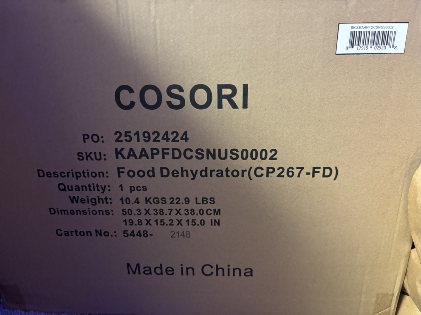 Cosori Food Dehydrator CP267-FD