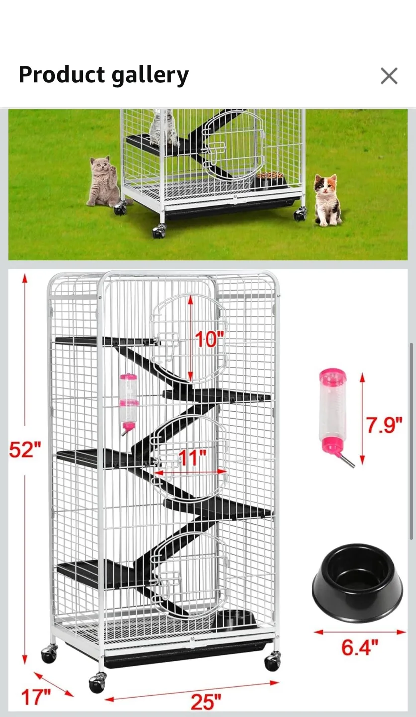 White Metal Small Animal Cage with Accessories image indicator(9)