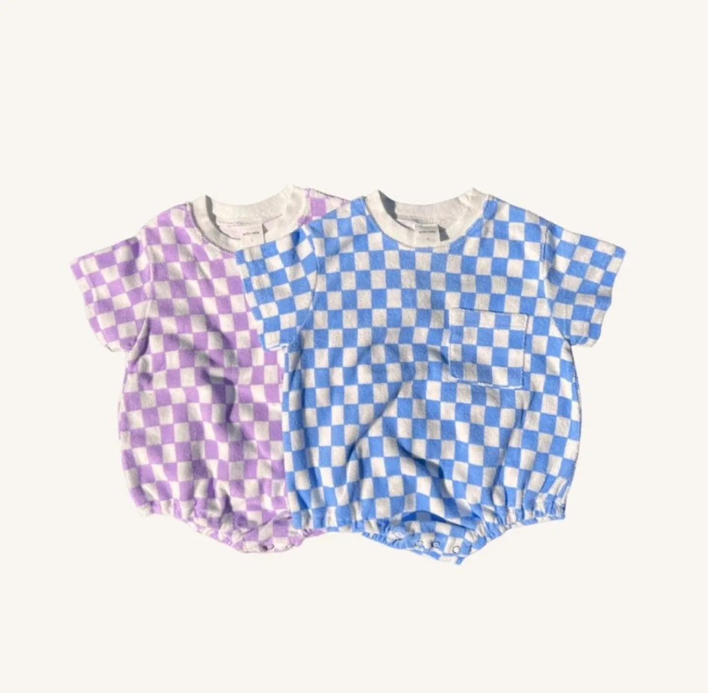 Kids Checkerboard Outfit Set - Purple & Blue image indicator(3)