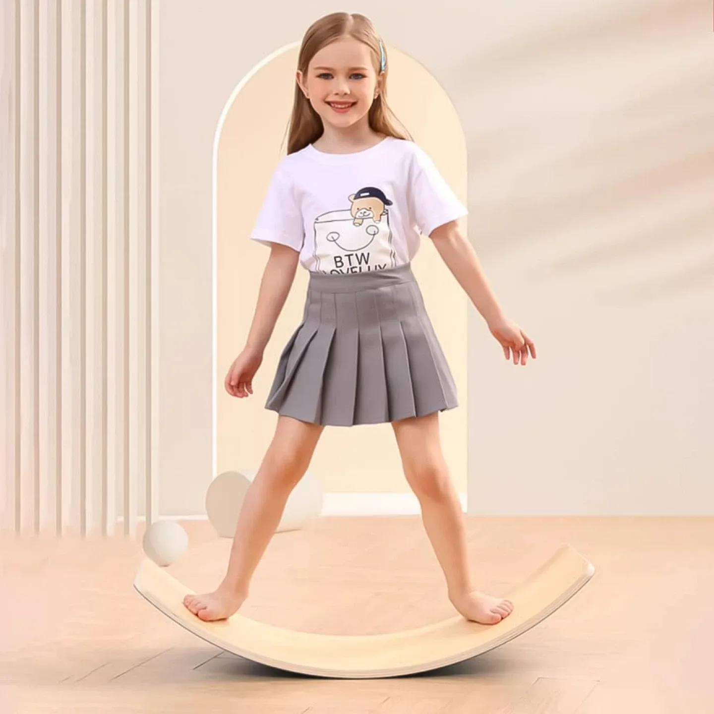 Wooden Balance Board Kids - 35” - Natural Wood thumbnail